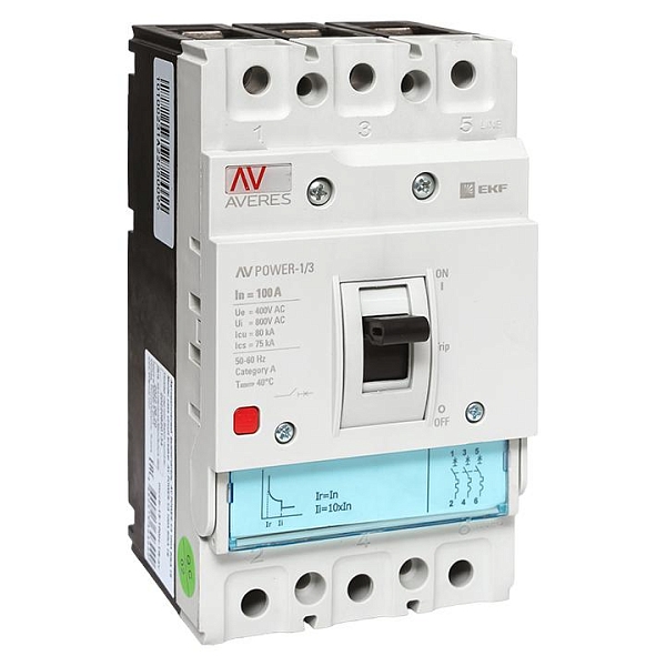 Выключатель автоматический в литом корпусе AV-POWER-1/3 100А 80кА TR EKF
