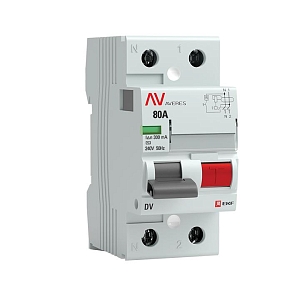 Выключатель дифференциального тока DV 2P 80А 300мА тип AC электромеханичекий 10kA AVERES EKF