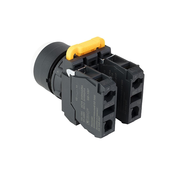 Кнопка выпирающая SB-35 с фиксацией 1NO+1NC белая IP65 EKF