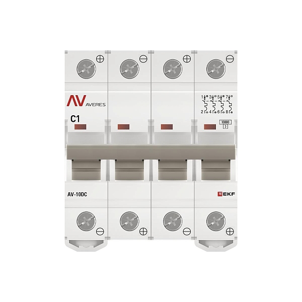Выключатель автоматический AV-10 DC 4P 1A (C) 10kA EKF AVERES