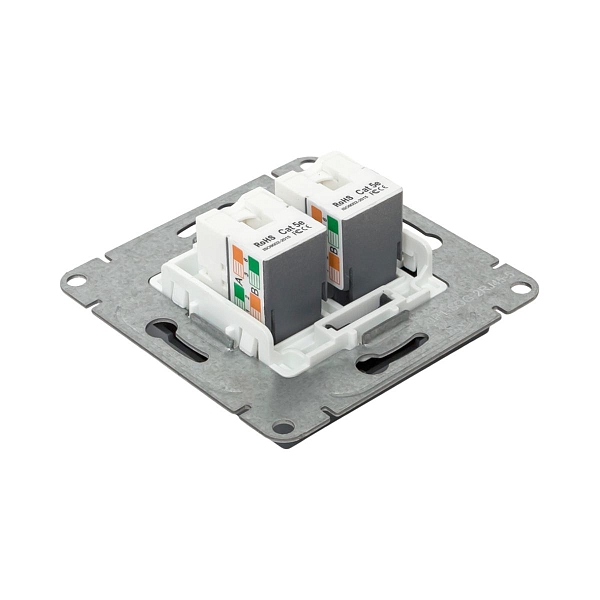 Механизм розетки RJ45 - 2шт, (cat5), графит Эпика EKF