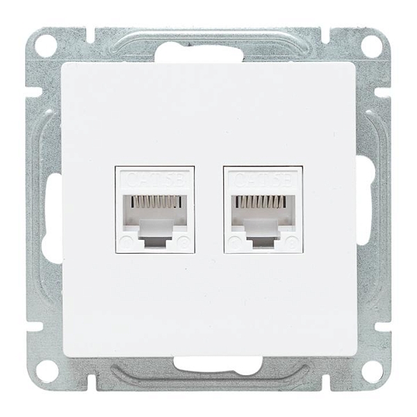 Механизм розетки RJ45 - 2шт, (cat5), белый Эпика EKF