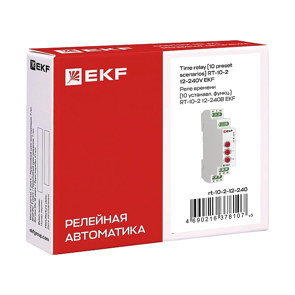 Реле времени (10 устанавл. функц.) RT-10 12-240В EKF PROxima