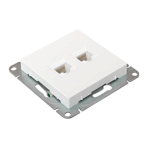 Механизм розетки RJ45 - 2шт, (cat5), белый Эпика EKF