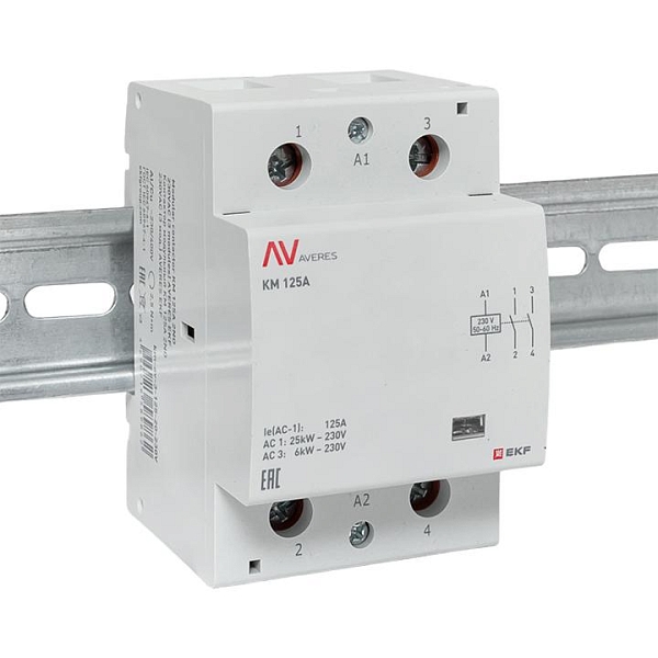 Контактор модульный КМ 125А 2NO 230В АС (3 мод.) AVERES EKF