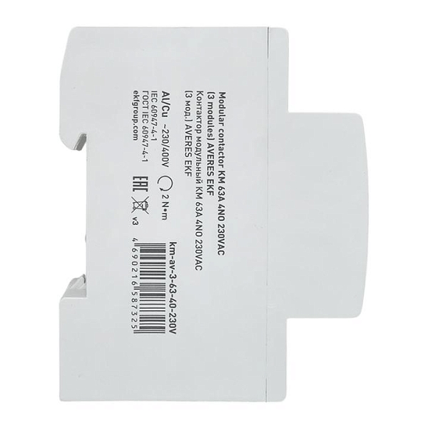Контактор модульный КМ 63А 4NO 230В АС (3 мод.) AVERES EKF