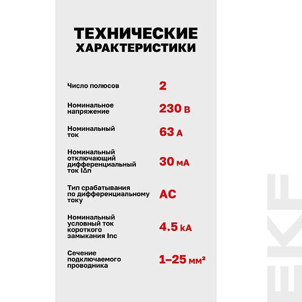 Выключатель дифференциального тока ВДТ-40 2P 63А 30мА тип АС электронный 4,5кА BASIC