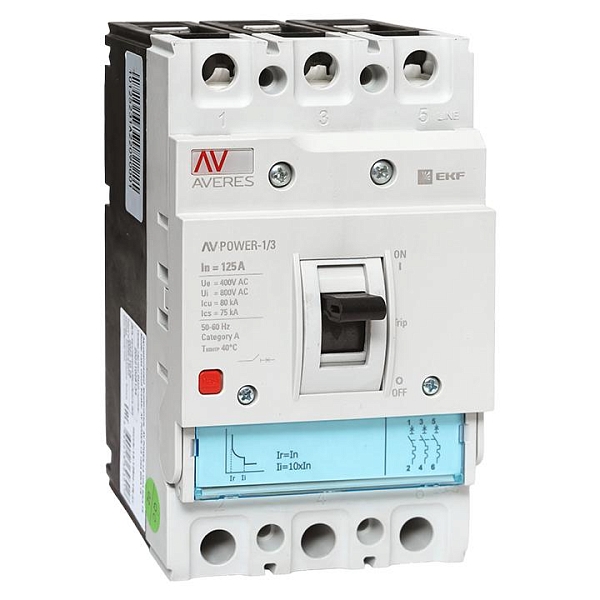 Выключатель автоматический в литом корпусе AV-POWER-1/3 125А 80кА TR EKF