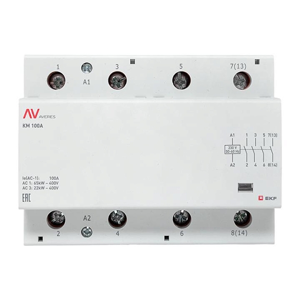 Контактор модульный КМ 100А 4NO 230В АС (6 мод.) AVERES EKF