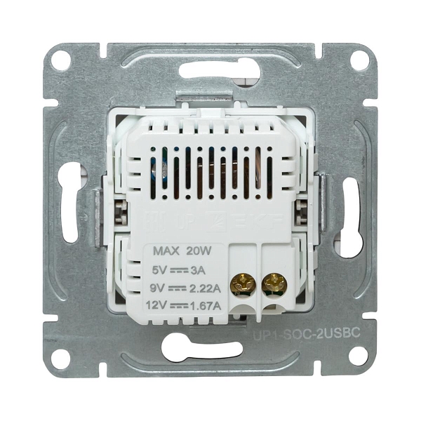 Механизм розетки USB-C - 2шт, шампань Эпика EKF