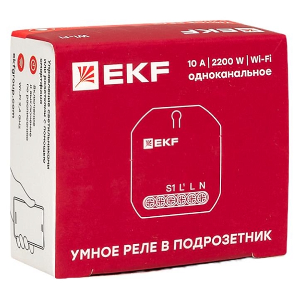 Умное реле в подрозетник 1-канальное Wi-Fi EKF Connect