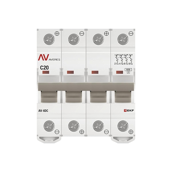 Выключатель автоматический AV-6 DC 4P 20A (C) 6kA EKF AVERES