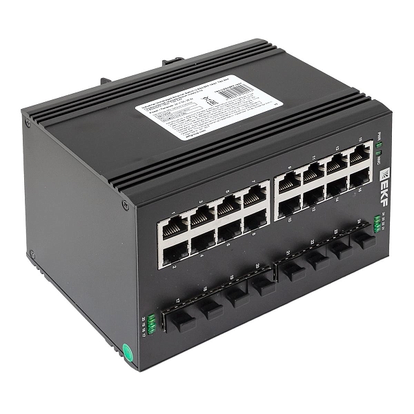 Промышленный неуправляемый коммутатор U-8GX/SFP-16GT, 8 портов 1000Base-X SFP, 16 портов 10/100/1000Base-T(X) RJ45, монтаж на динрейку TSX EKF