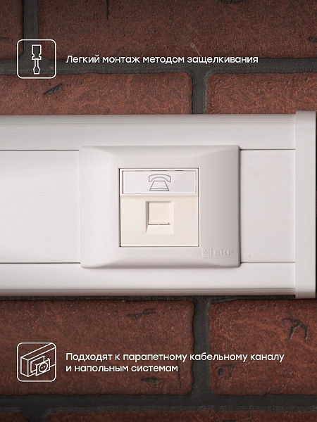 Розетка RJ11, 2 модуля EKF