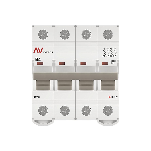 Выключатель автоматический AV-10 4P 4A (B) 10kA EKF AVERES