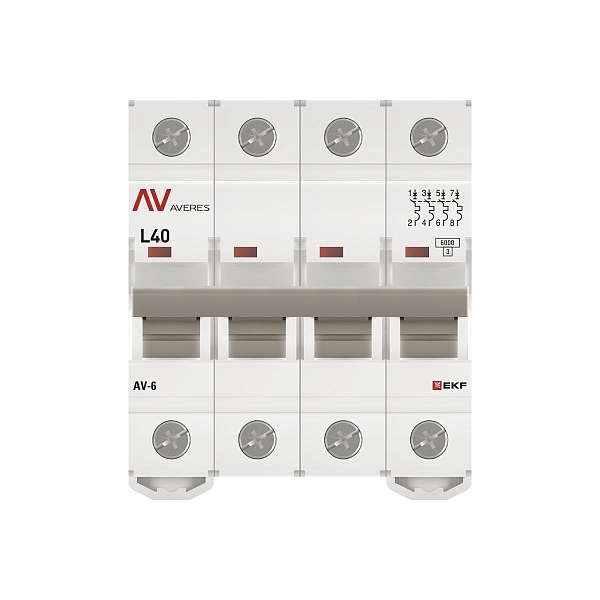 Выключатель автоматический AV-6 4P 40A (L) 6kA EKF AVERES