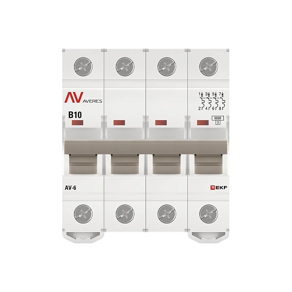 Выключатель автоматический AV-6 4P 10A (B) 6kA EKF AVERES