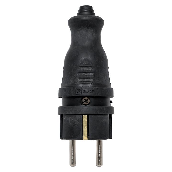 Вилка прямая каучуковая 230В 2P+PE 16A IP44 EKF PRO