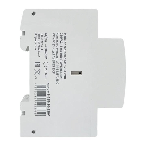 Контактор модульный КМ 125А 2NO 230В АС (3 мод.) AVERES EKF