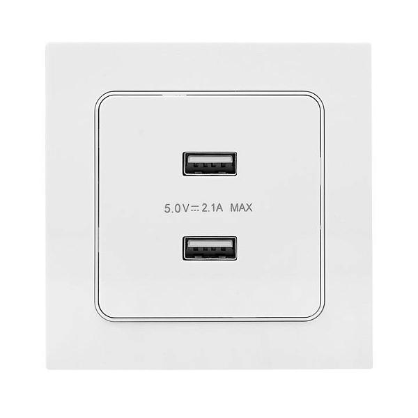 Стокгольм Механизм Розетки USB 2-местной 2,1А винтовые клеммы белый EKF