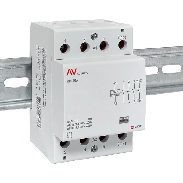 Контактор модульный КМ 40А 4NO 230В АС (3 мод.) AVERES EKF