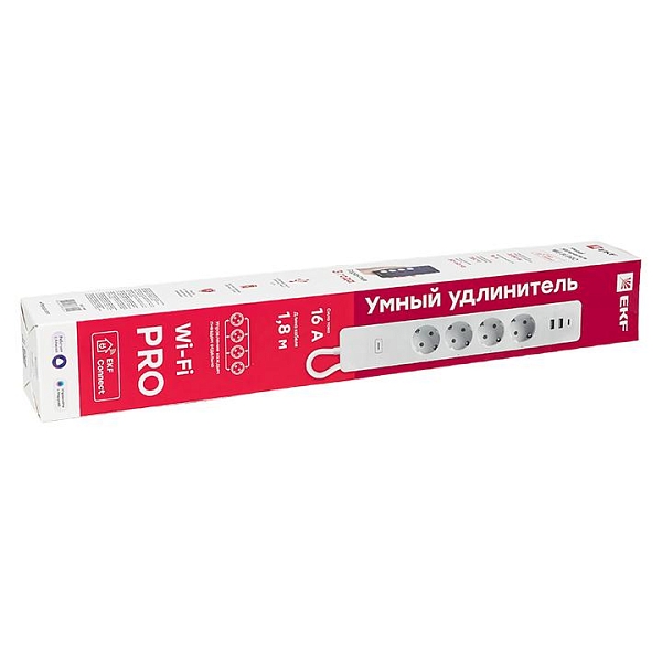 Умный удлинитель c USB Wi-Fi PRO EKF Connect