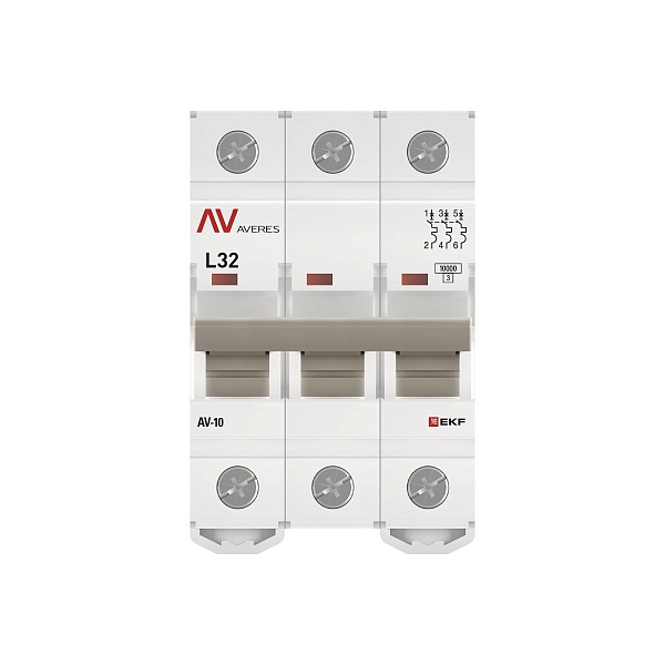 Выключатель автоматический AV-10 3P 32A (L) 10kA EKF AVERES