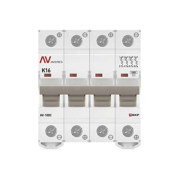 Выключатель автоматический AV-10 DC 4P 16A (K) 10kA EKF AVERES
