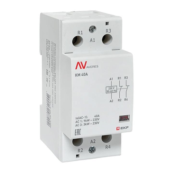 Контактор модульный КМ 40А 2NC 230В АС (2 мод.) AVERES EKF