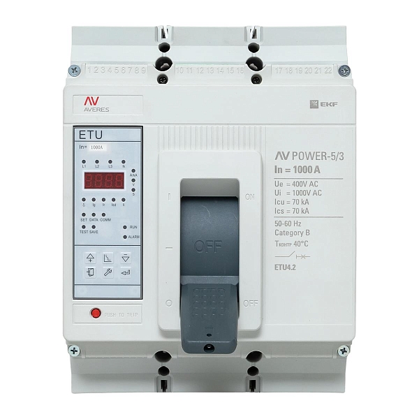 Выключатель автоматический в литом корпусе AV-POWER-5/3 1000А 70кА ETU4.2 EKF