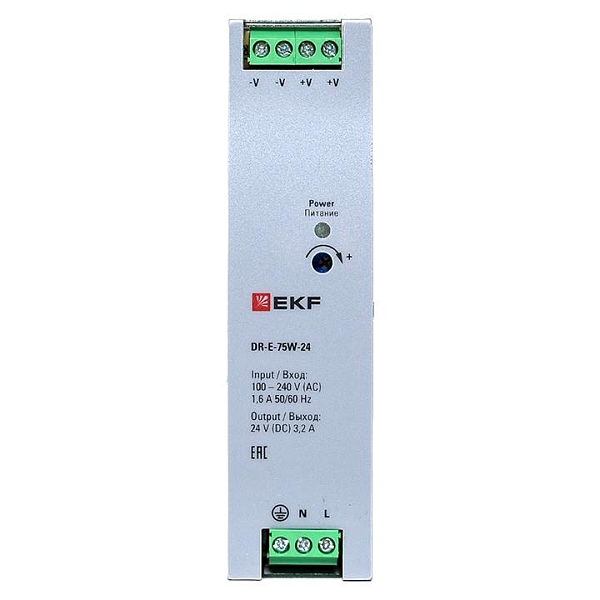 Блок питания на дин рейку 75 Вт,Uвх ~ 220 В AC , Uвых - 24 В DC постоянного тока