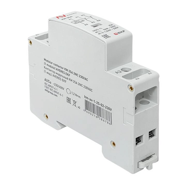 Контактор модульный КМ 25А 2NC 230В АС (1 мод.) AVERES EKF