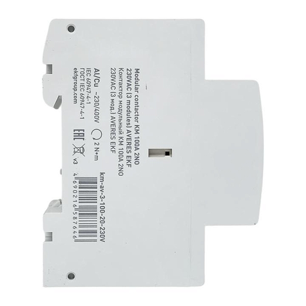 Контактор модульный КМ 100А 2NO 230В АС (3 мод.) AVERES EKF