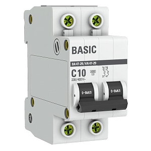 Автоматический выключатель ВА 47-29 2P 10А (C) 4,5кА BASIC