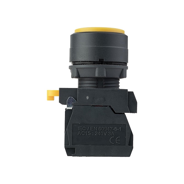 Кнопка выпирающая SB-35 с фиксацией 1NO+1NC желтая IP65 EKF