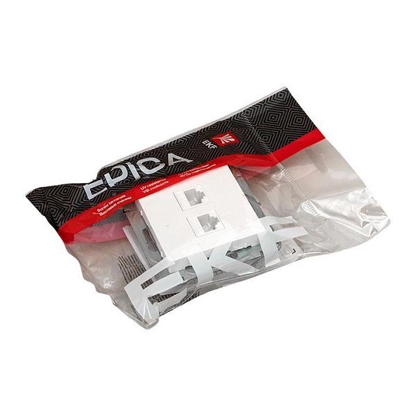 Механизм розетки RJ45 - 2шт, (cat5), белый Эпика EKF