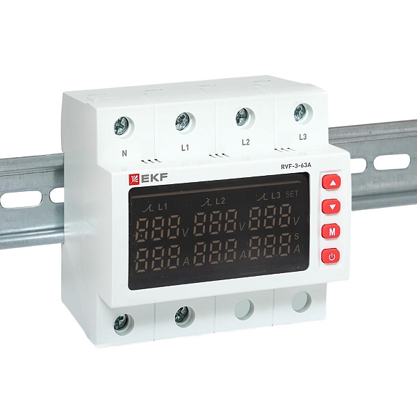 Реле выбора фаз с дисплеем RVF-3-63А EKF PROxima