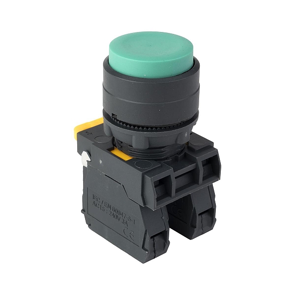 Кнопка выпирающая SB-35 с фиксацией 1NO+1NC зеленая IP65 EKF