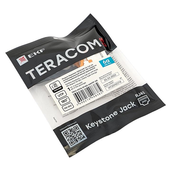 Модуль Keystone TERACOM CS Cat.6A неэкранированный 110 IDC 180 градусов самозажимной (Toolless) оранжевый