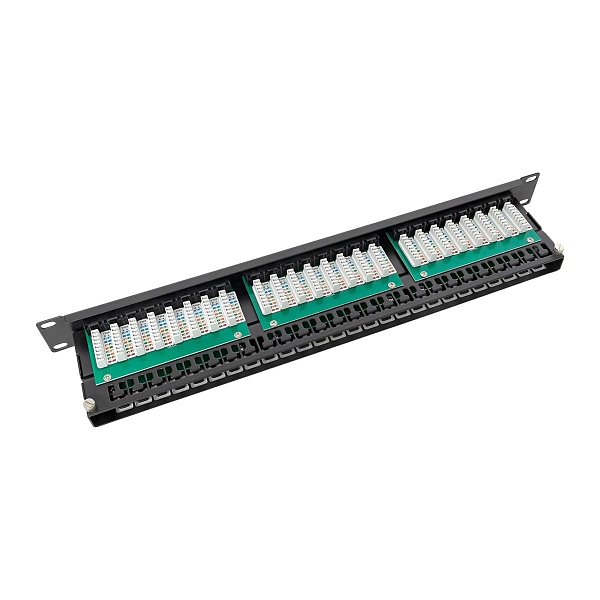 Патч-панель высокой плотности TERACOM PRO 19'' Cat.5E 1U неэкранированная UTP 48 портов RJ-45 Dual IDC с органайзером