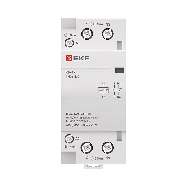Контактор модульный КМ 16А 1NO+1NC 230В АС (2 мод.) PROXIMA EKF