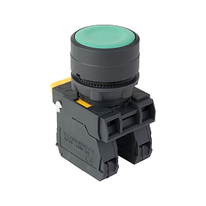 Кнопка SB-31 плоская с фиксацией 1NO+1NС зеленая IP65 EKF