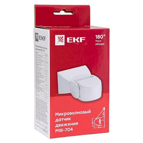 Микроволновый датчик движения бел. 1200Вт 180гр. до 15м IP65 MW-704 EKF PROxima