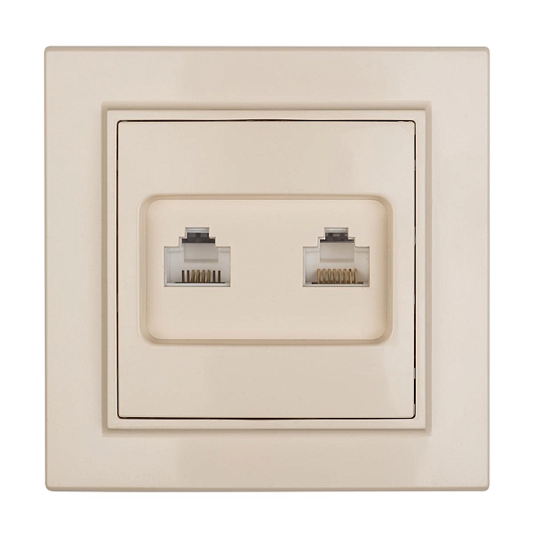 Минск Розетка RJ-45 2-местная СП бежевая EKF