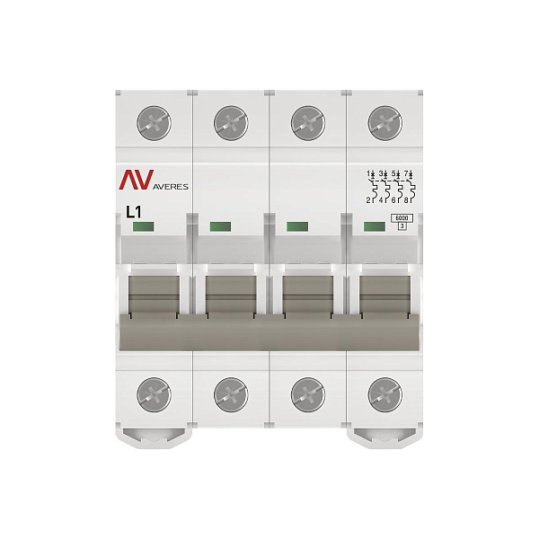 Выключатель автоматический AV-6 4P 1A (L) 6kA EKF AVERES