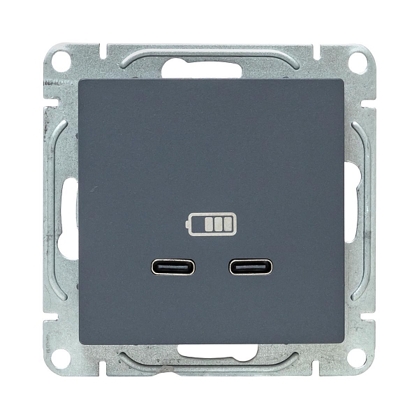 Механизм розетки USB-C - 2шт, графит Эпика EKF