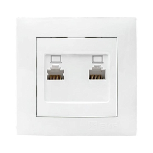Валенсия розетка компьютерная RJ-45 2-местная белая EKF