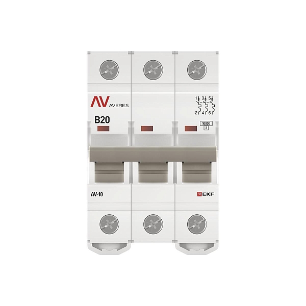 Выключатель автоматический AV-10 3P 20A (B) 10kA EKF AVERES
