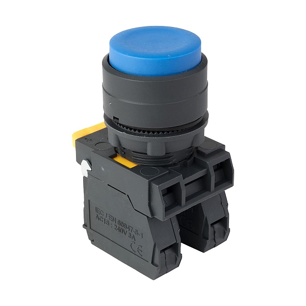 Кнопка выпирающая SB-35 с фиксацией 1NO+1NC синяя IP65 EKF