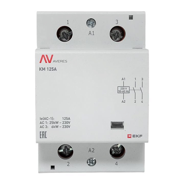 Контактор модульный КМ 125А 2NO 230В АС (3 мод.) AVERES EKF